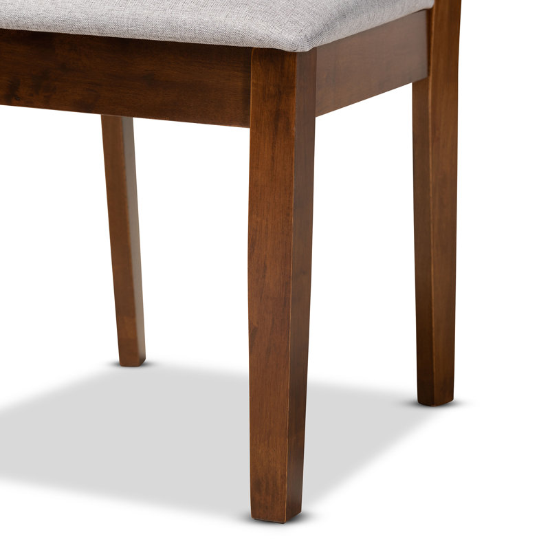 Ensemble de salle à manger 7 pièces en tissu gris et bois fini noyer Fraserburgh, H 37,4 po x l 17,7 po x P 19,9 po
