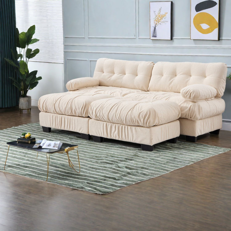 Canapés profonds à assise profonde, canapé beige moderne à structure en bois pour la famille