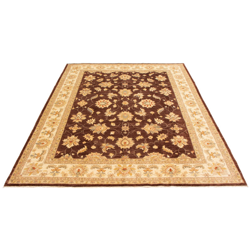 Tapis brun foncé Peshawar Oushak 9 pi 1 po x 11 pi 7 po