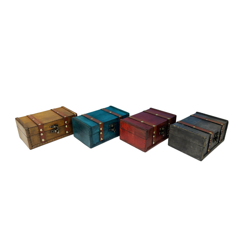 Ensemble de 4 mini boîtes de rangement assorties.