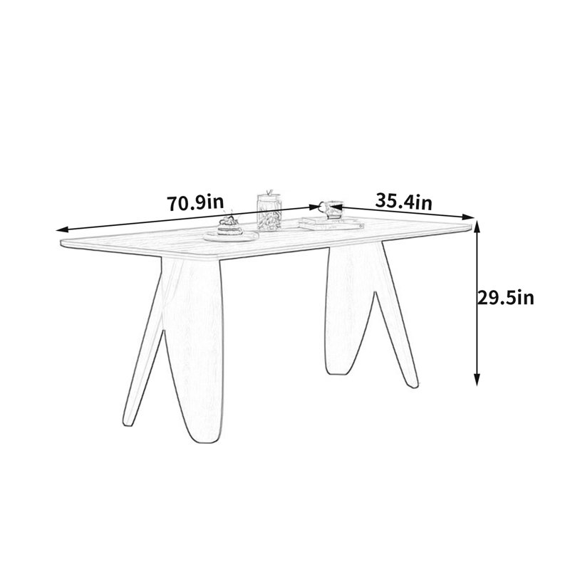 Ash Dining Table, 29.5" H x 70.9" W x 35.4" D