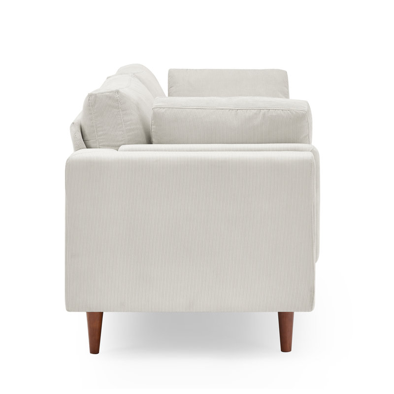 Kraz 215.9Cm Square Arms Sofa, Beige Corduroy