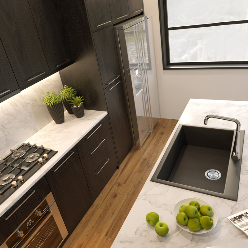 Rockport 27.19'' L Single Basin Kitchen Sink, Black