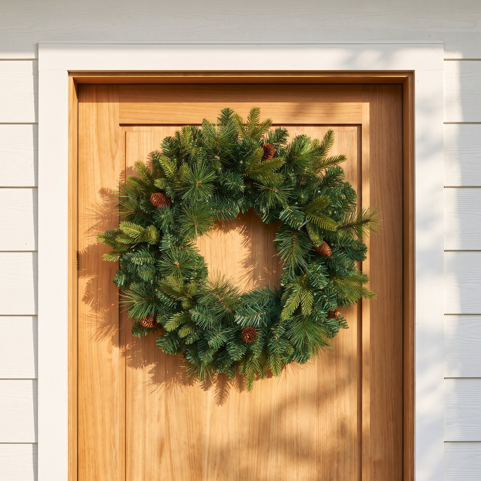 24'' Faux Pine Lighted Wreath