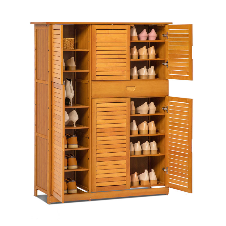 Shoe Rack with Covers Shoe and Boot Storage Cabinet 8 Tier 28-35 Pairs -  VIRTUAL MUEBLES