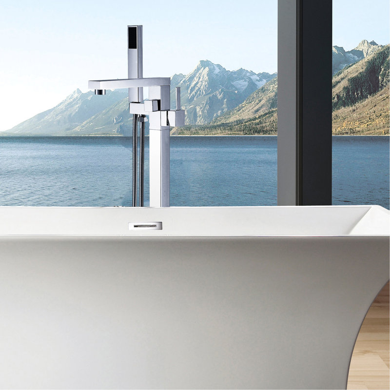 Robinet de baignoire autoportant avec douche à main - Métal, finition, offre un design élégant et régulier, rehausse l'apparence de la salle de bain