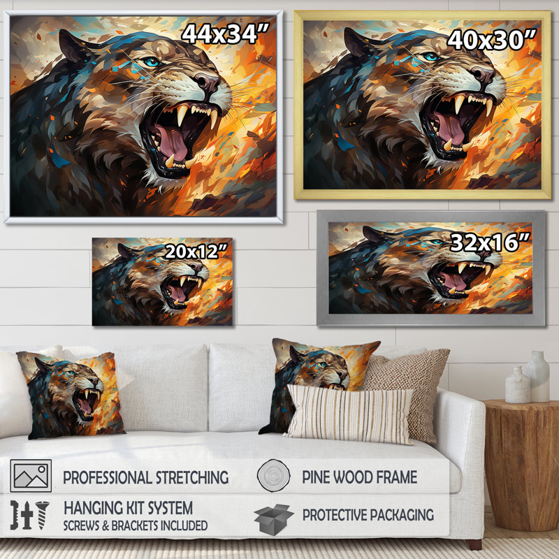 Majestic Panther Roar sur impression sur toile, Toile tendue, H 12 po x l 20 po x P 1 po