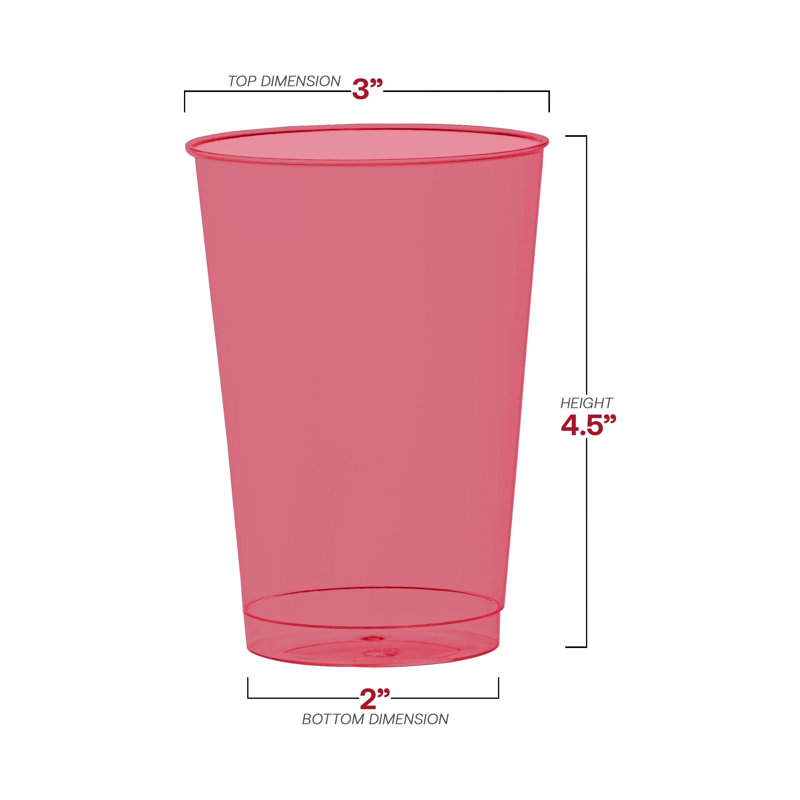 Gobelets de fête jetables en plastique rouge transparent (35 cl) - 240 gobelets