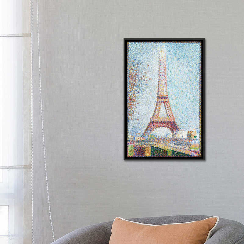 «The Eiffel Tower, 1889» par Georges Seurat, impression sur toile, H 26 po x l 18 po x P 1,5 po, Toile encadrée noire