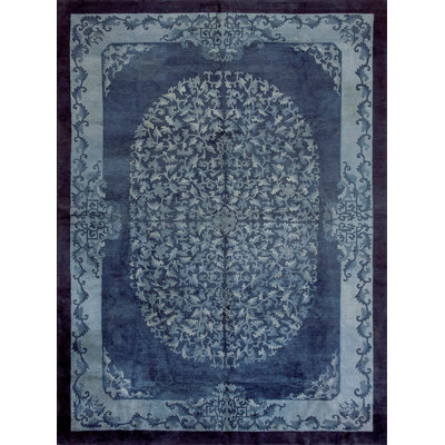 Antique Peking Chinese Medallion Navy 1920s Rug