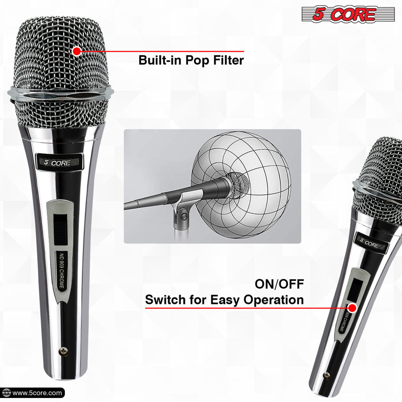 5 Core Mic Karaoke Dynamic Handheld XLR Microphone Professional Vocal Recording Live Stage Singing