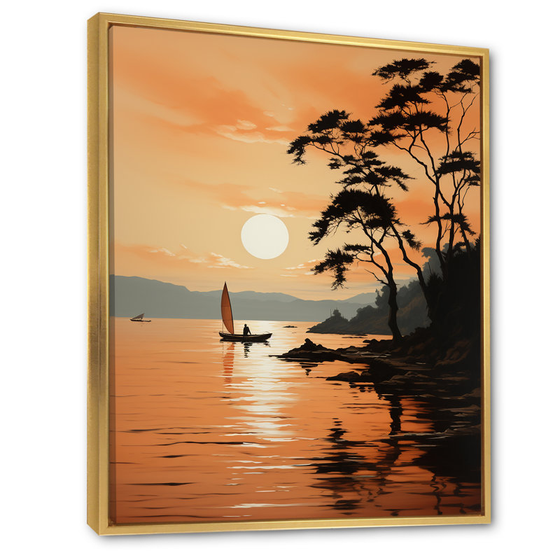 Edwinton Golden Sunrise Silhouetted I sur toile, H 32 po x l 16 po x P 1 po, Cadre flottant doré