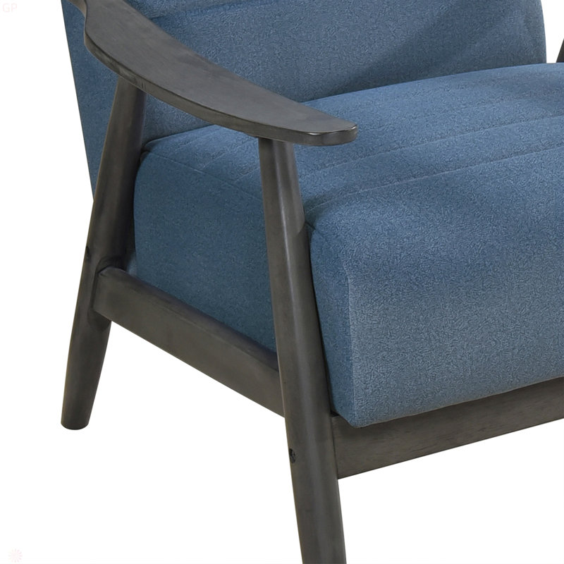 Fauteuil d'appoint décontracté en bois massif 1pc, Polyester bleu