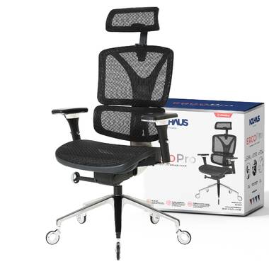 NOUHAUS ErgoTask - Ergonomic Task Office Chair with Headrest Gloss Black