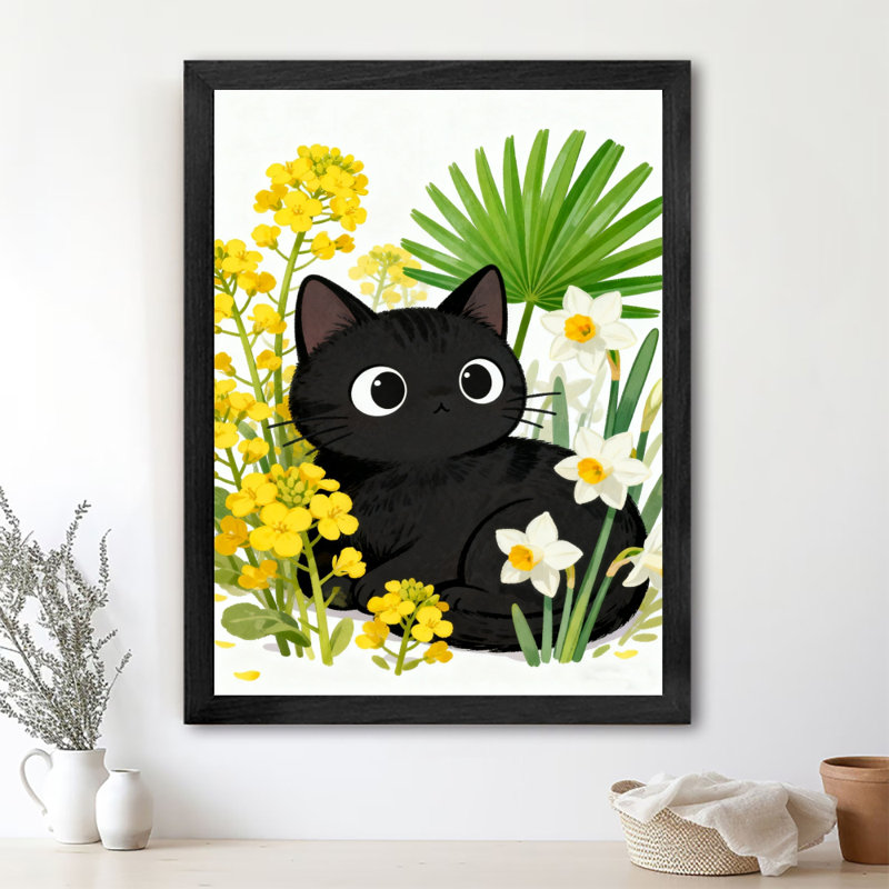 Reproduction d'art encadré noir rétro, H 37 po x l 25 po