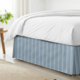 Shay Broad Ticking Stripe Cornflower Blue Cotton Bedskirt
