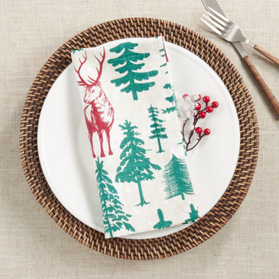 Serviette de table en coton 20 po Biche Forest