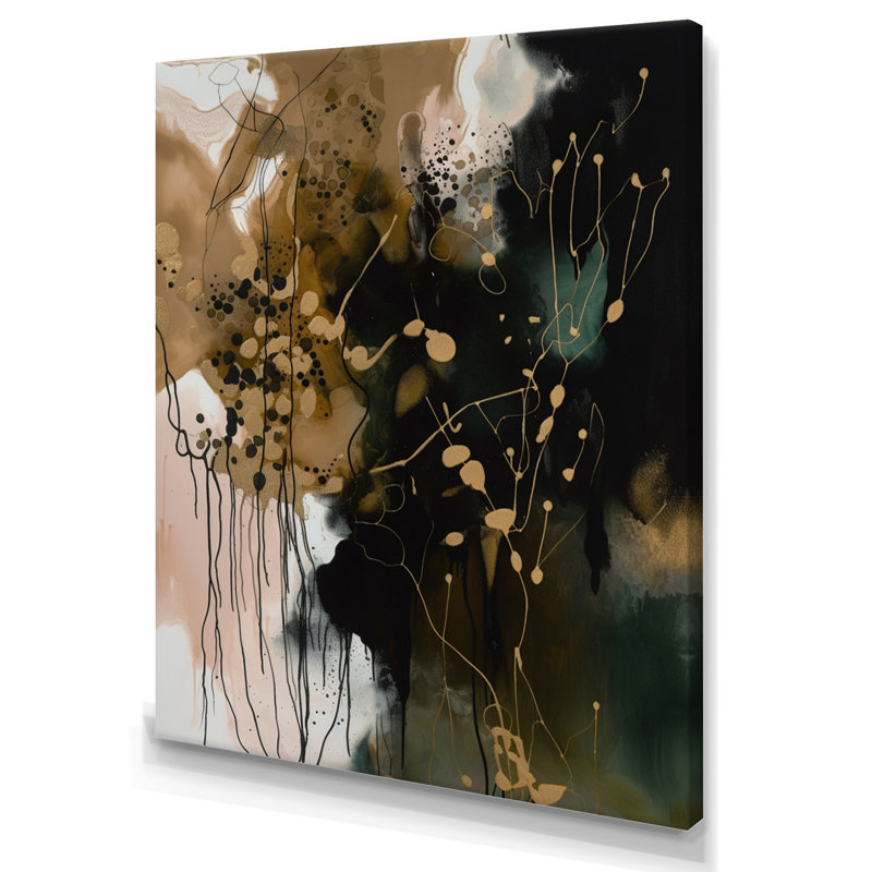 Chaos noir II - art mural abstrait sur toile, L 12 po x H 20 po, Toile tendue
