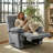Manual Handle/Lever Recliner Chair with Sturdy Metal Support Frame, Extra Thick Padded Armrest & Built-in Phone Holder, Velvet Recliner for Living Room, Bedroom, Home Theater-Gray-885767493