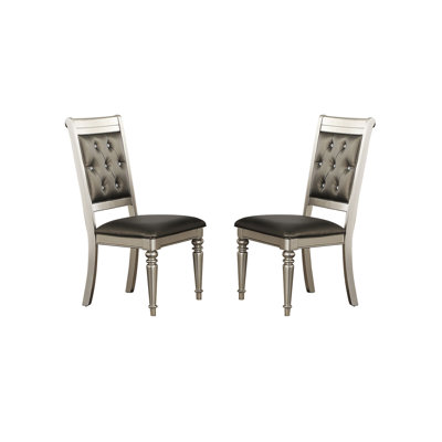 Chaises de salle à manger avec dossier capitonné, argent (ensemble de 2)