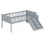 Structure de lit simple avec glissoire et tablette de rangement, lit plateforme en bois avec échelle et garde-corps, lit avec rangement sous le lit-1242377807