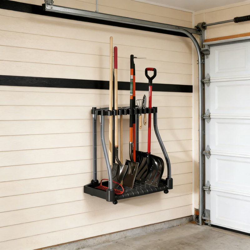 Support à roulettes pour le rangement de la maison et du garage - Organisez jusqu'à 40 outils à long manche