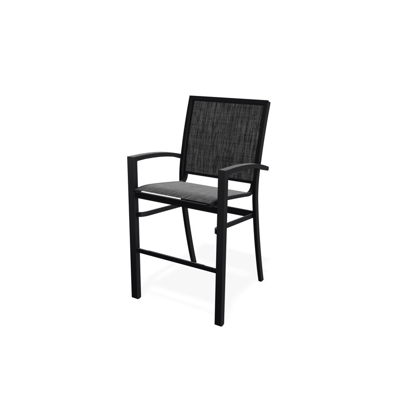 Chaise de café empilable à hauteur de barre Kendall, Noir, Ombre Augustine