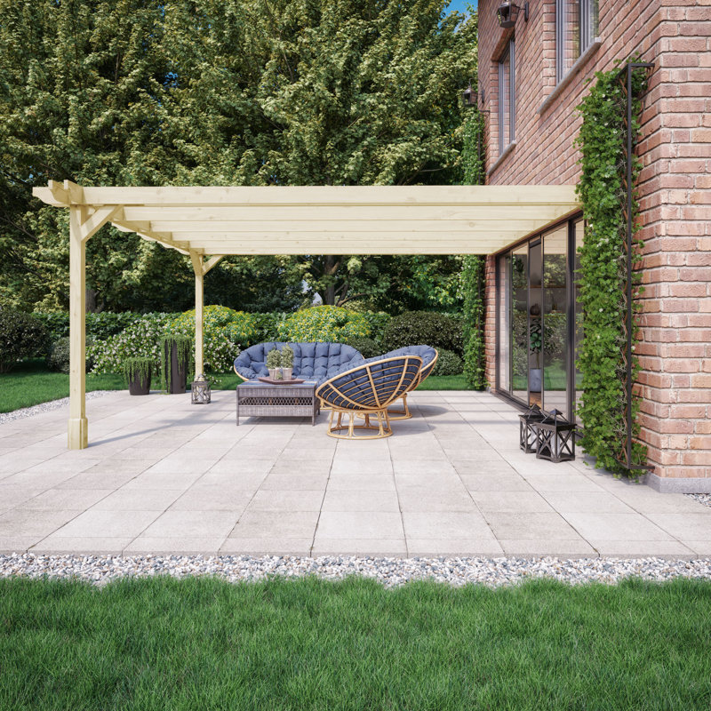 Clite Wood Pergola, 270cm H x 420cm W x 420cm D, Light Brown