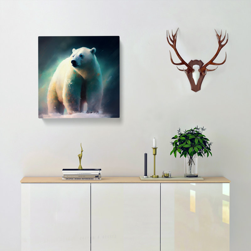 Polar Bear Gestural Art No.1 - Wrapped Canvas, 35cm H x 35cm W x 3cm D