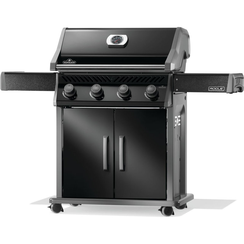 Gril de cuisson à 4 brûleurs avec grilles en fonte Rogue® 525, Noir, noir, noir, noir, Gaz naturel
