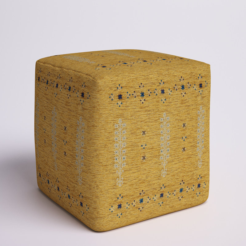 Latronya Floral Turkish Upholstered Ottoman, Mustard