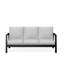 Canapé de patio 75 po 3 places en aluminium toutes saisons avec coussins épais gris clair et structure noire-1085637388