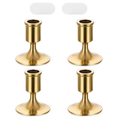 Ensemble de porte-bougies dorées, bougeoirs en métal doré rétro pour décoration de manteau de cheminée de Noël, centre de table et salle à manger, avec rubans adhésifs bougie
