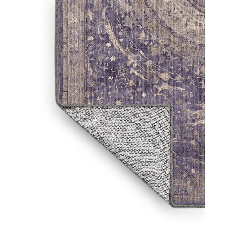 Machine Washable Gray Area Rug, Rectangle 4' x 6'