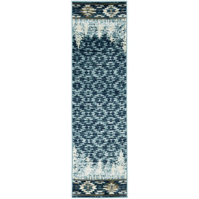 Tapis bleu ardoise fait main Leticia