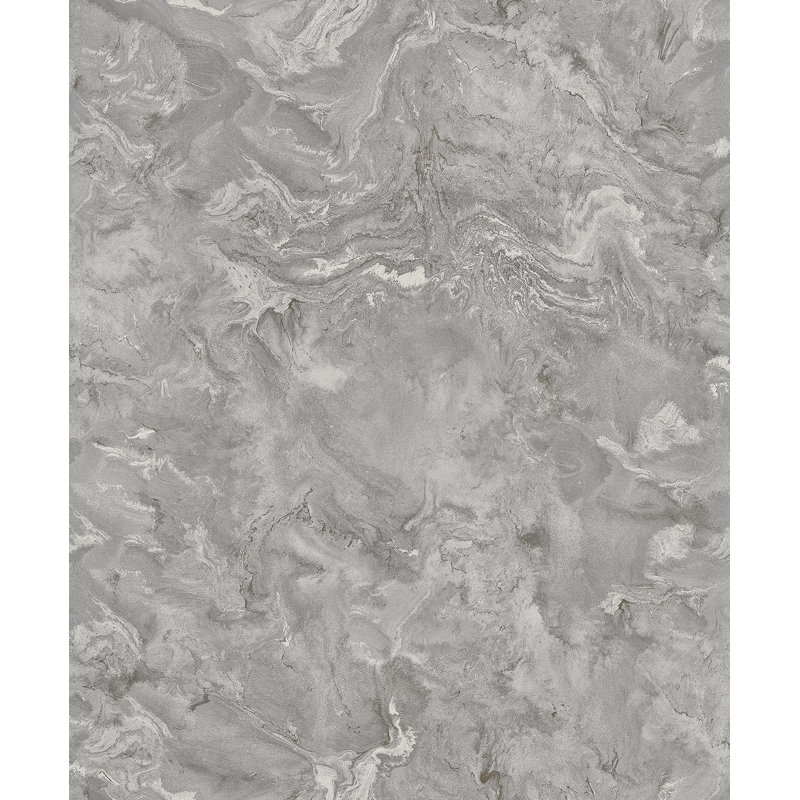 Meness Abstract Metallic Wallpaper Roll, Gray