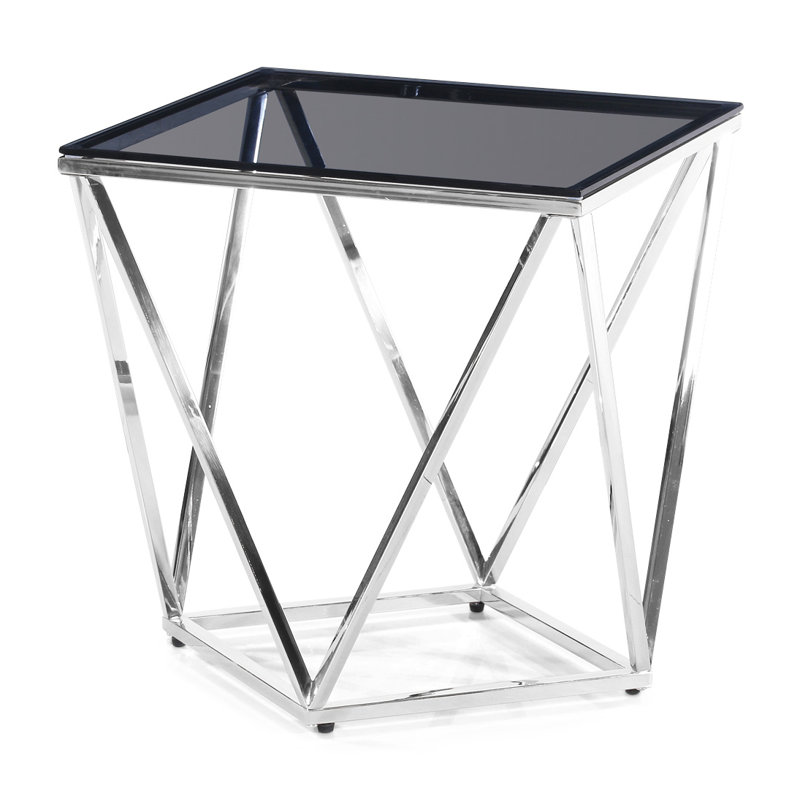 Gabriela Glass Top Pedestal End Table