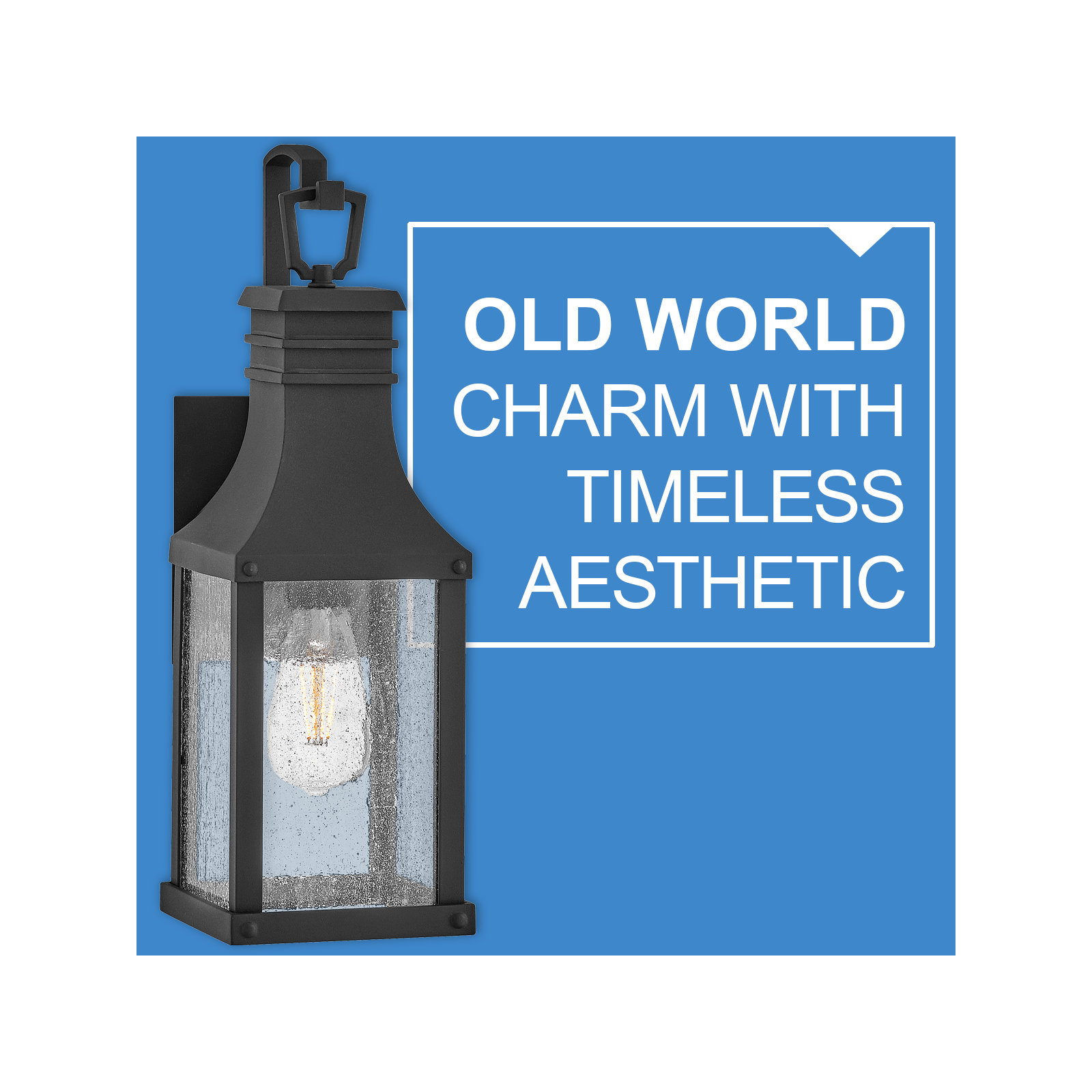Beacon Hill 18" H Seeded Glass Outdoor Wall Lantern, Museum Black