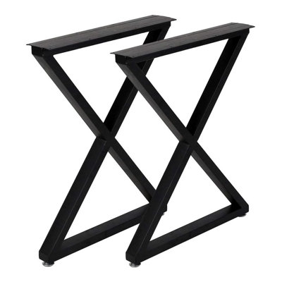 Pieds de table industriels en métal H 28 po x l 24 po, base de bureau robuste en fonte pour tables de salle à manger ou de bureau, noir (ensemble de 2)