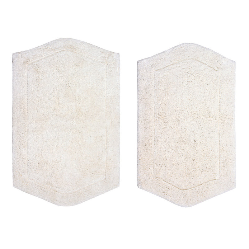 Morissette 100% Cotton Bath Rug, Non-slip, Absorbent, Machine Washable, Quick Dry 2 PCs set (21x34 / 24x40), Ivoire ivoire