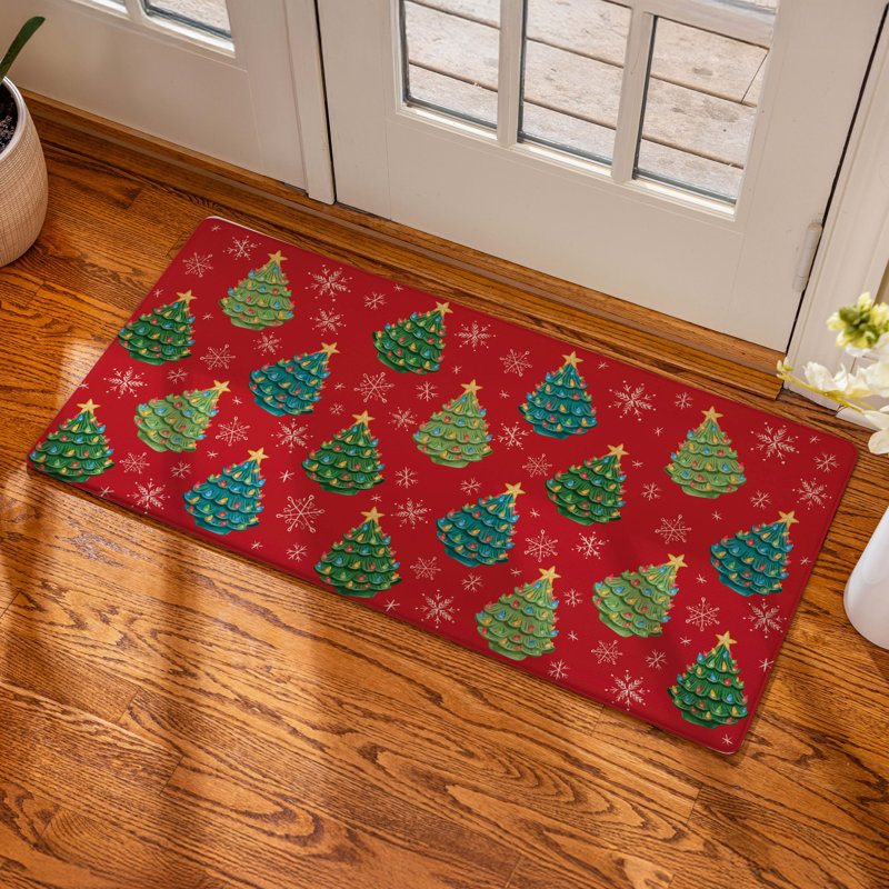 Tapis anti-fatigue sapin de Noël nostalgique « La nuit où tu as vécu », 101,6 cm x 50,8 cm