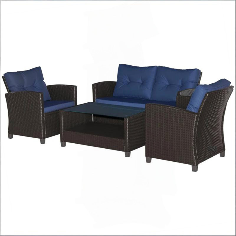 Canapé modulaire de jardin, ensemble de mobilier d'extérieur 4 pièces, ensemble de conversation pour mobilier d'extérieur