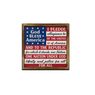 Independence Day Vow Decorative Painting Desktop Decoration Patriotic Theme Solid Wood Photo Frame Wall Decoration