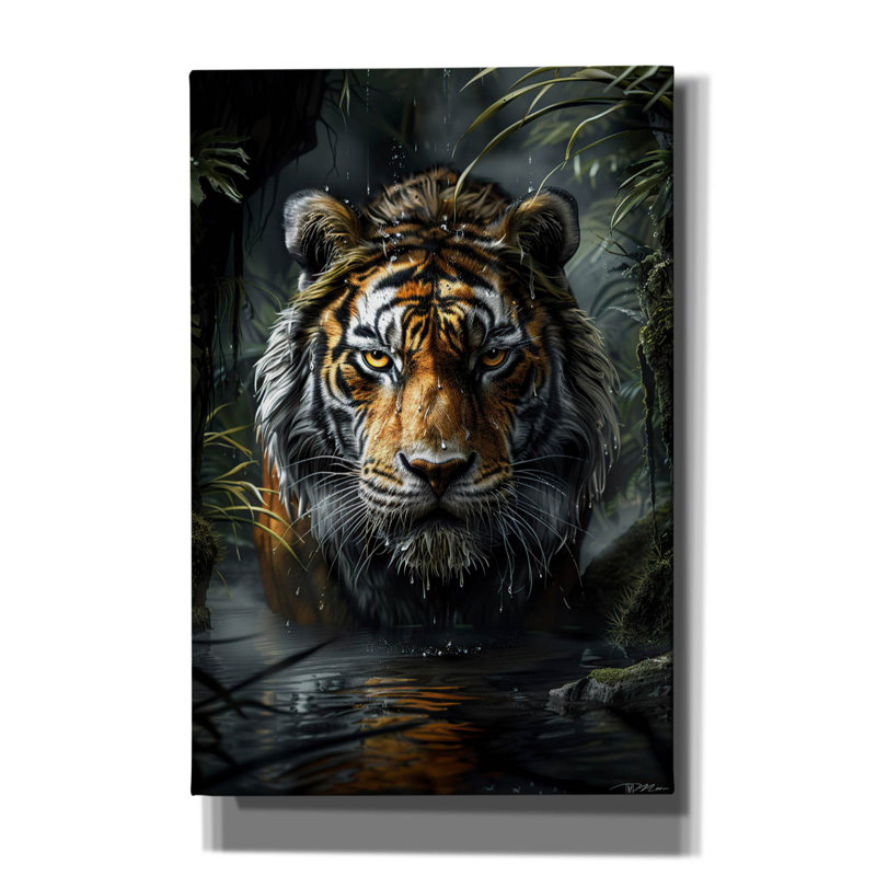 «Epic Graffiti» «Tiger In The Water» par Momart, art mural sur toile, H 18 po x l 12 po x P 0,75 po