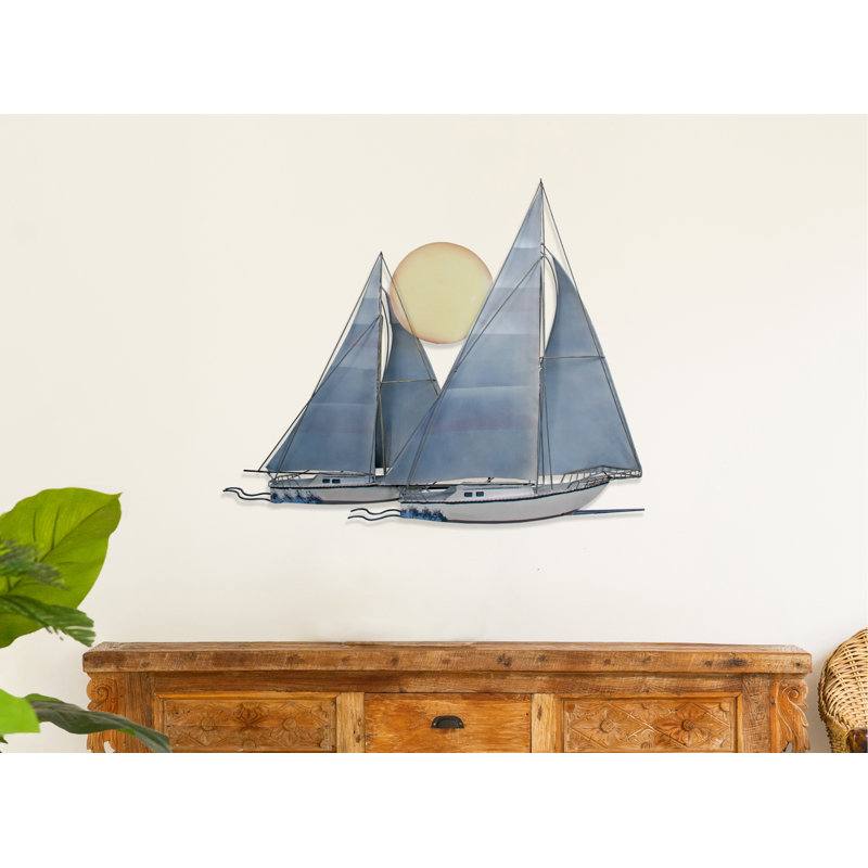 Handmade Coastal Transportation Wall Decor on Metal