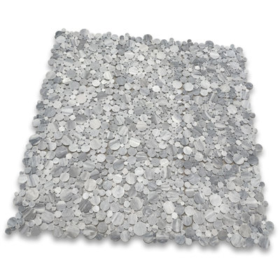 Carreau de mosaïque de marbre et de galets 12 po x 12 po Bardiglio