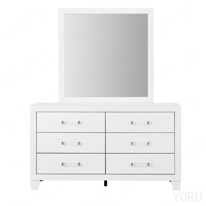 Miroir blanc, H 39,57 po x l 39,56 po, Bois massif et panneau de fibres à densité moyen, Rectangulaire