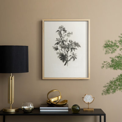 Reproduction florale vintage encadrée «Cccxxxiv» - bois massif