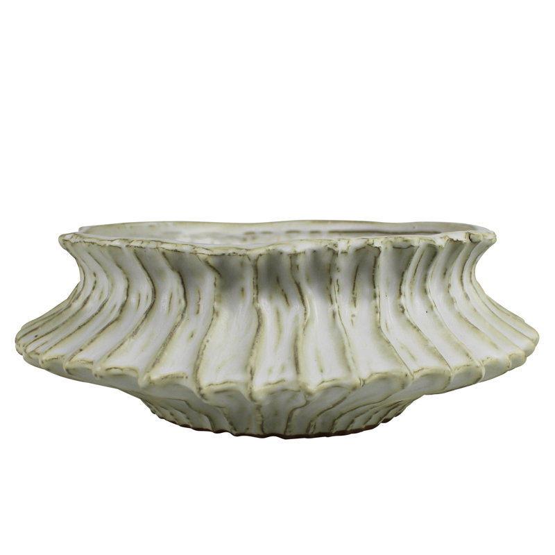Stoneware Ribbed Low Bowl