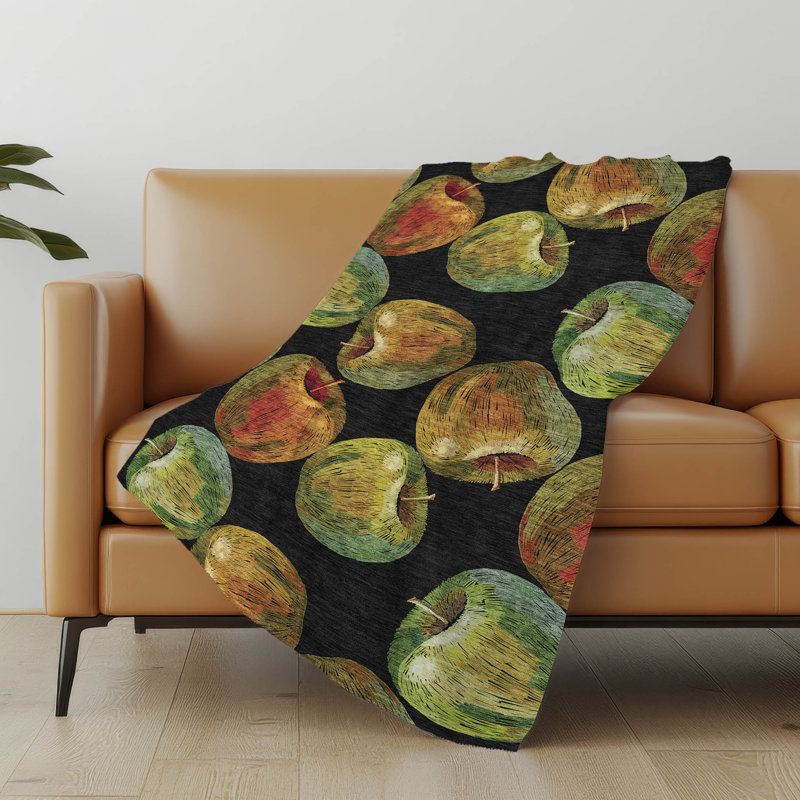 Addison Machine Washable Sherpa Apples Throw Blanket